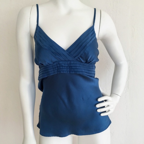 Tops - Silk Blue Spaghetti Strap Tank Top